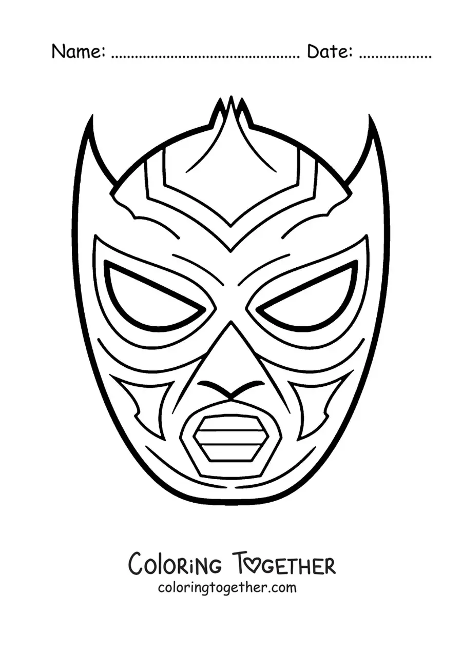 Coloring page of an easy wrestler mask