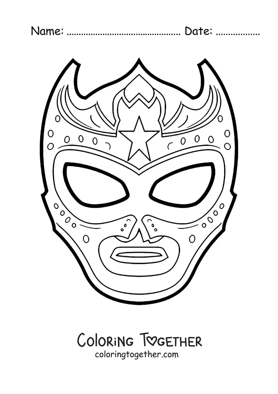Coloring page of a Mexican wrestler mask to cut out