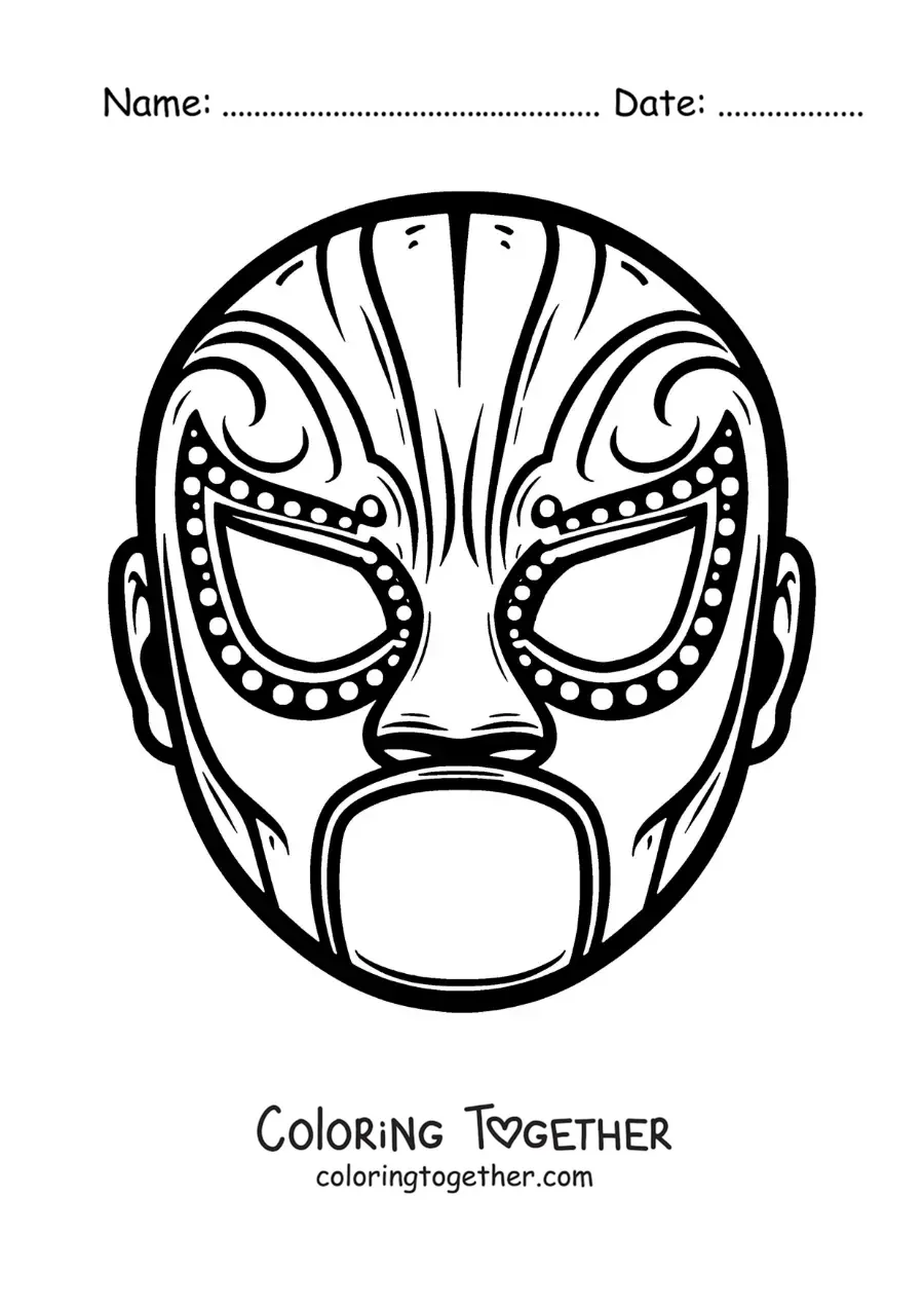Coloring page of a wrestler mask for kids