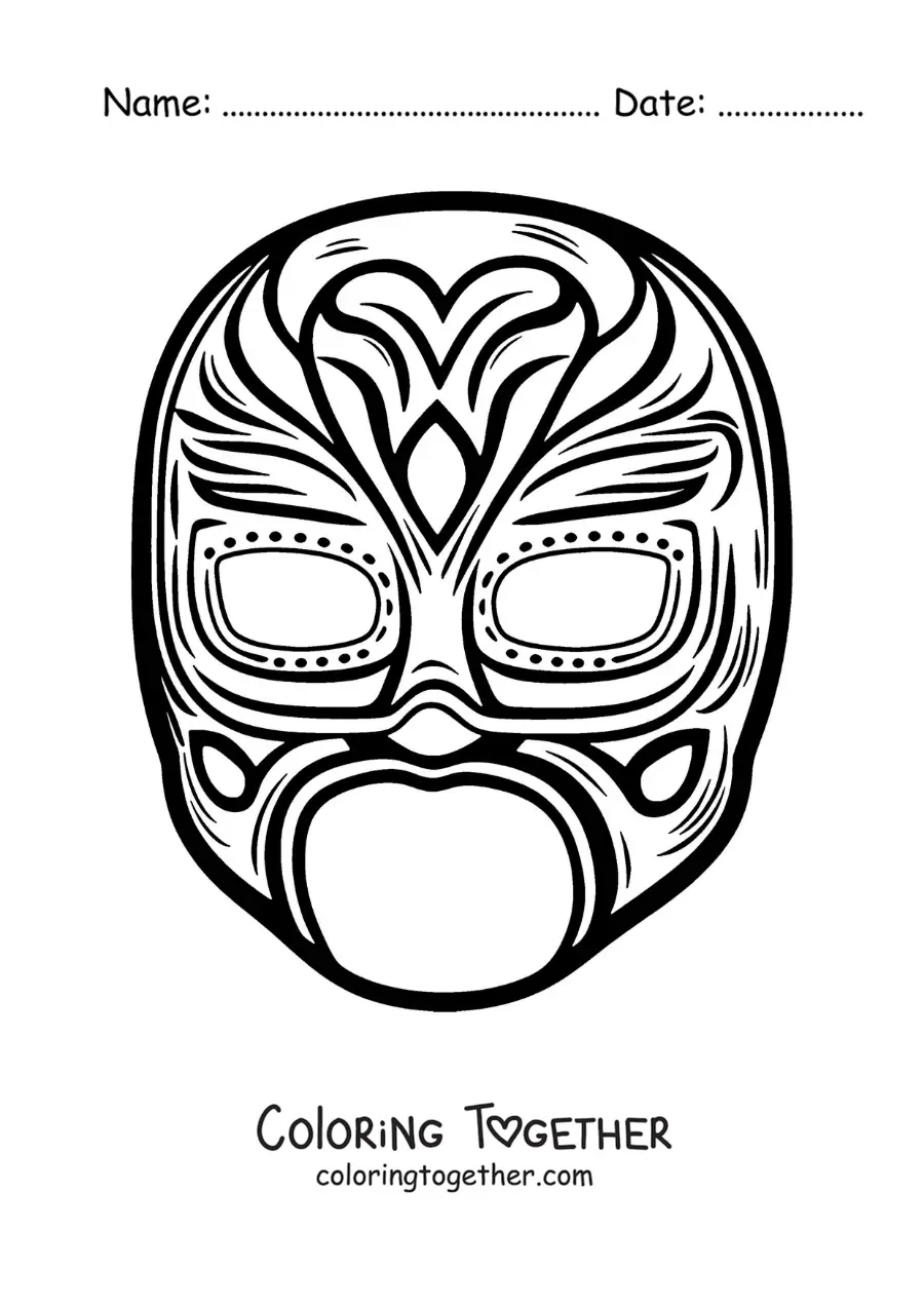 Coloring page of a wrestler mask design
