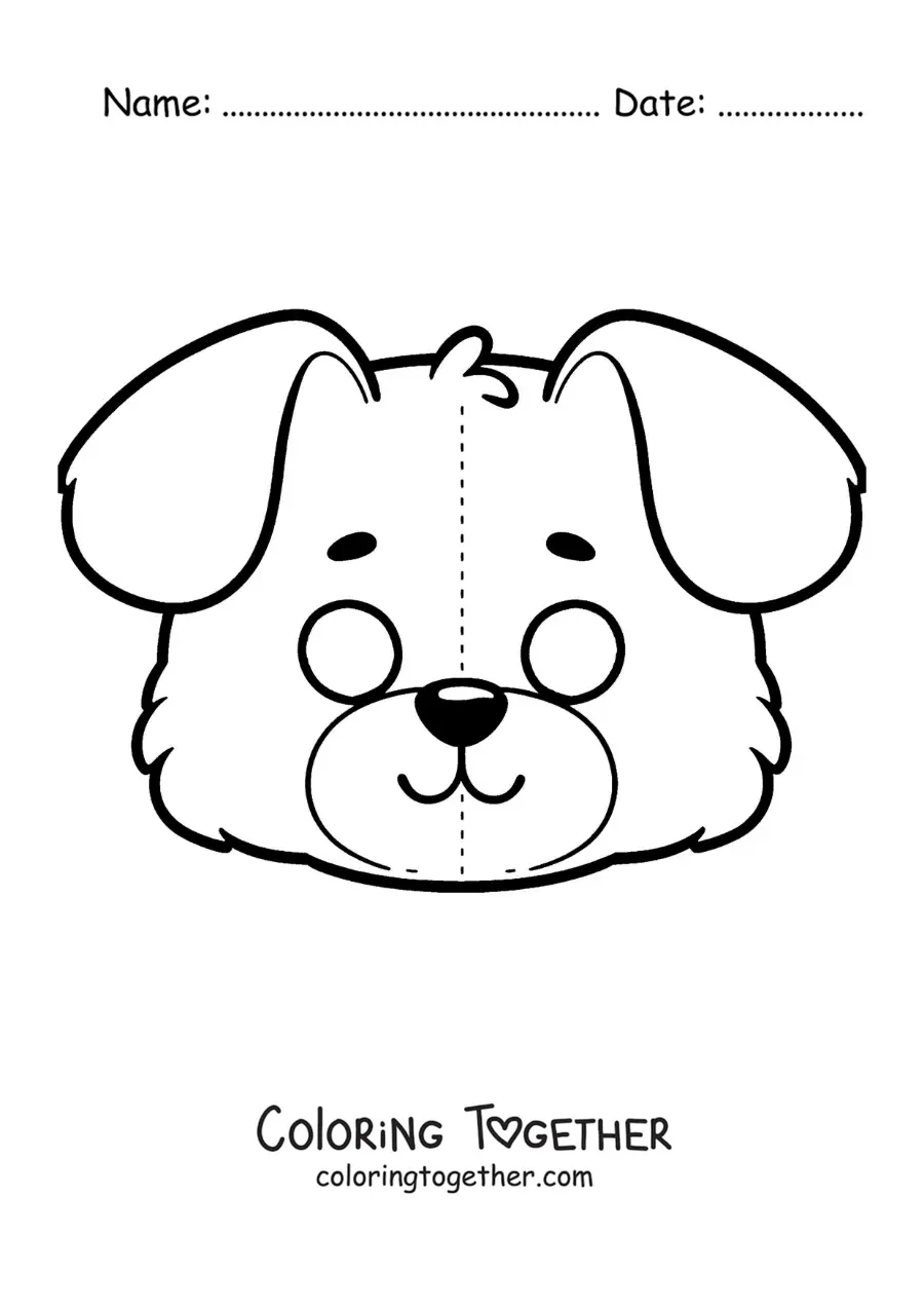 Coloring page of a dog mask to cut out