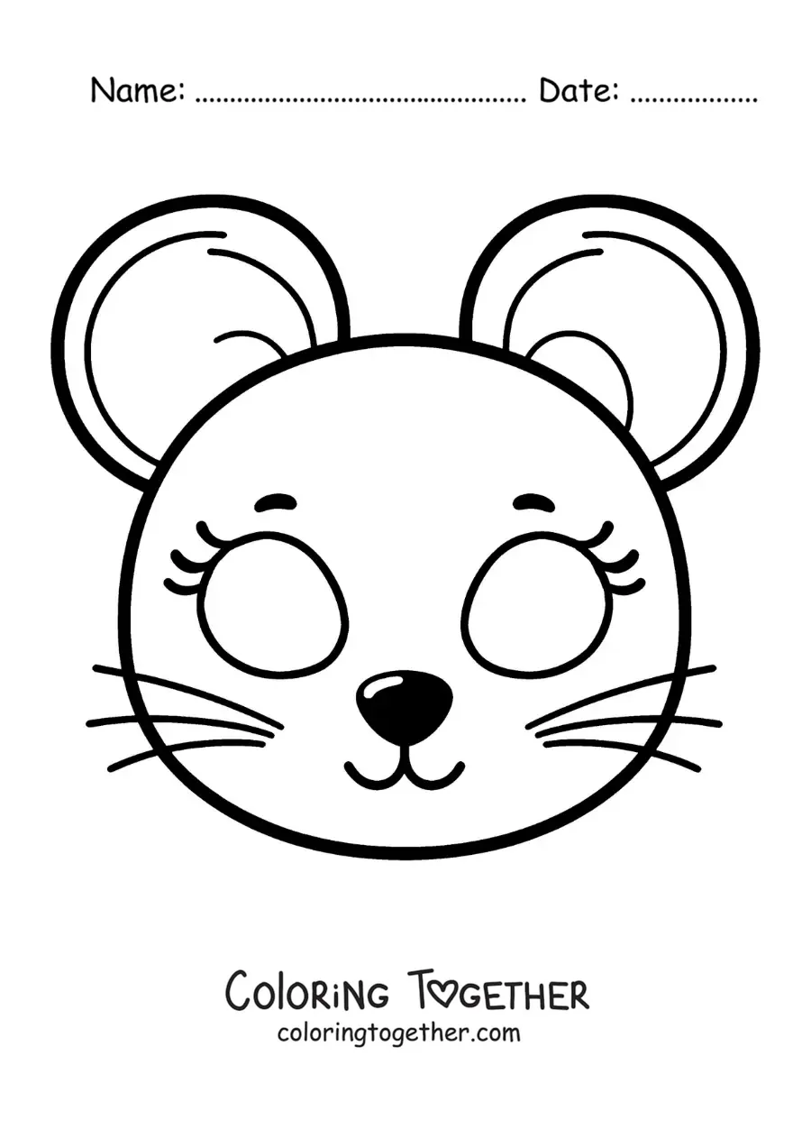 Coloring page of a mouse mask