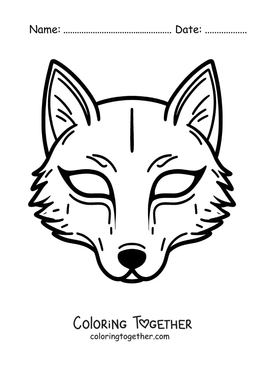 Coloring page of a wolf mask