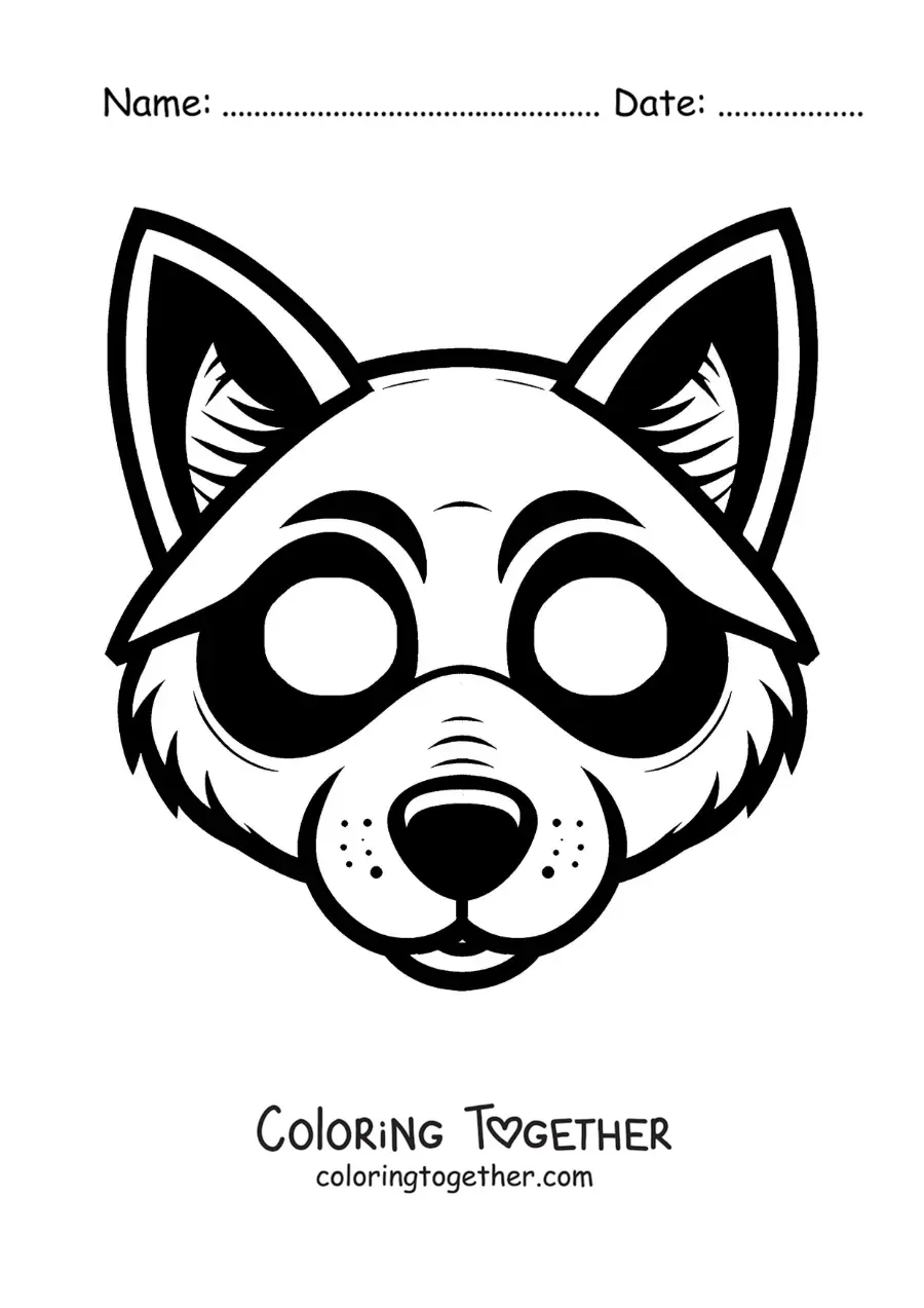 Coloring page of an easy dog mask
