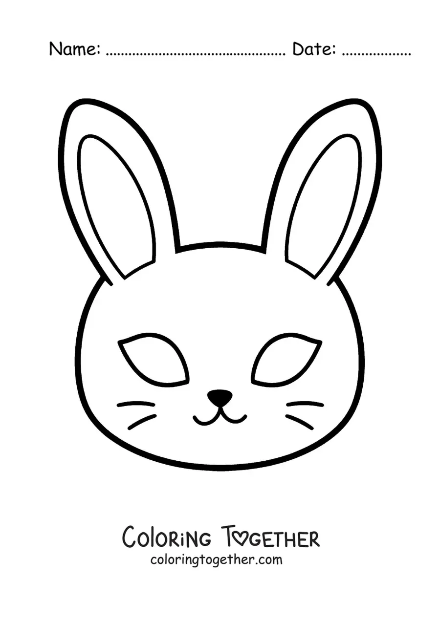 Coloring page of a rabbit mask