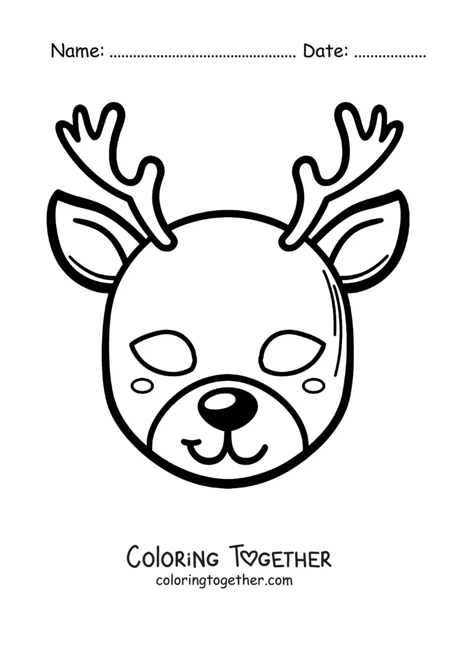Coloring page of a reindeer mask