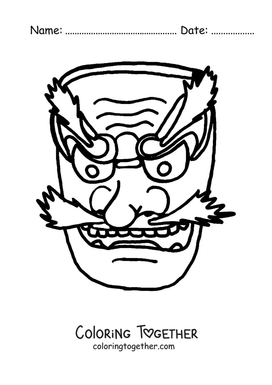 Coloring page of an easy Japanese mask