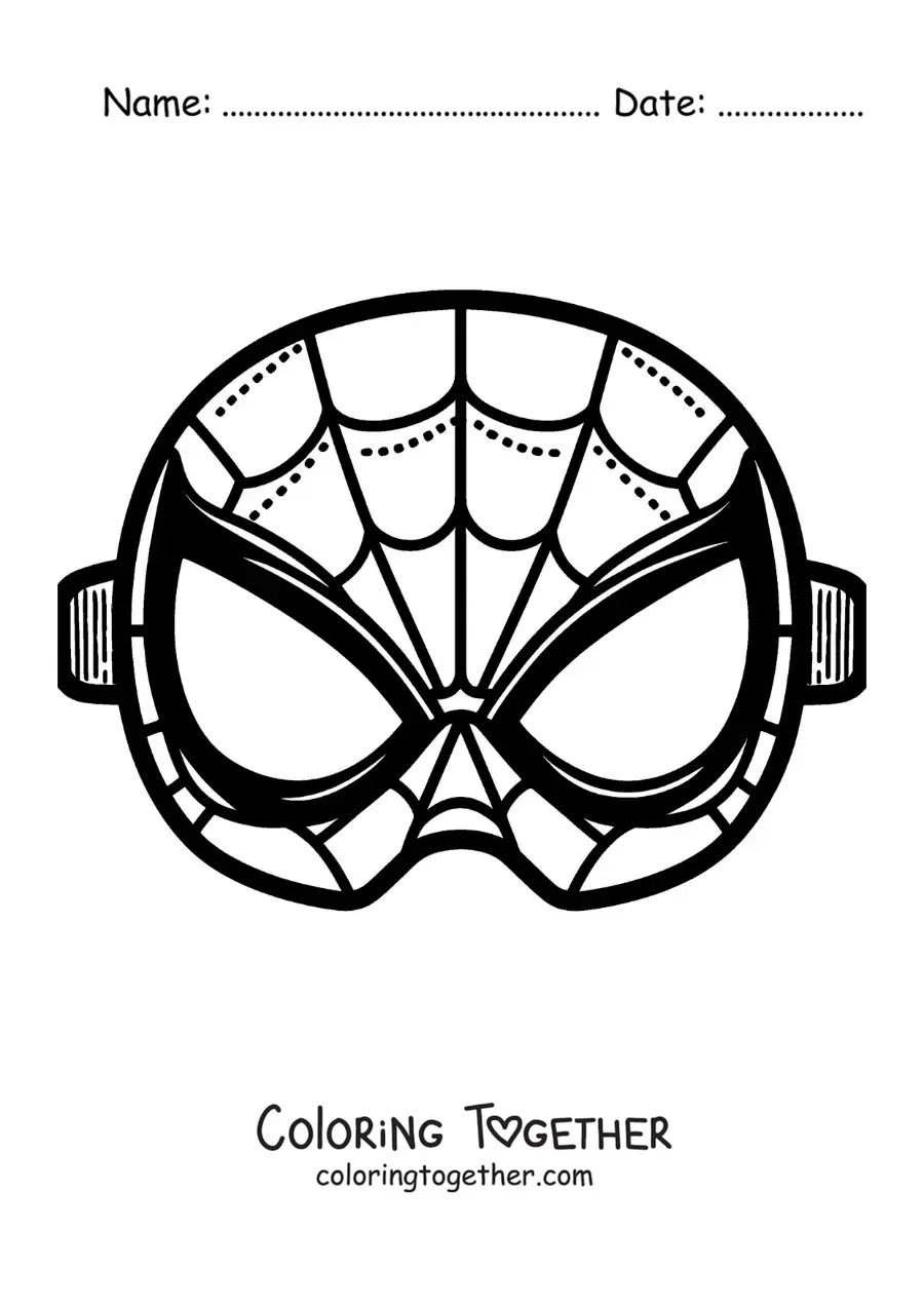Coloring page of a Spider-Man mask