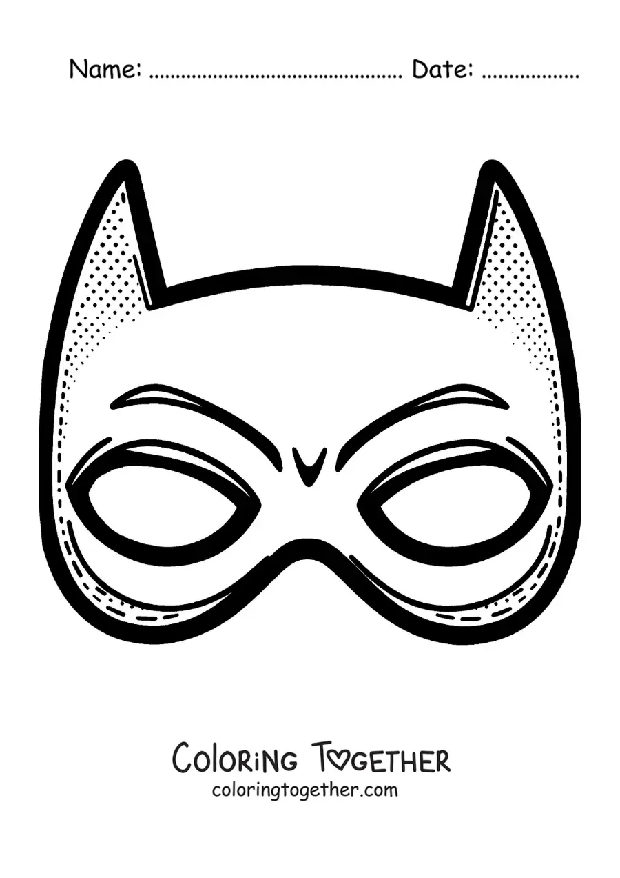 Coloring page of a Batman mask for kids