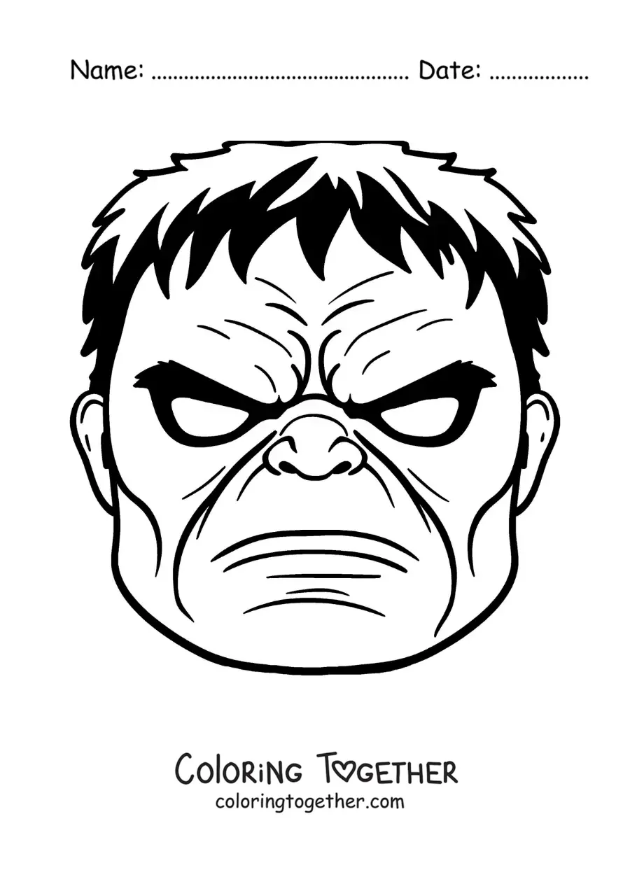Coloring page of a Hulk mask from the Avengers