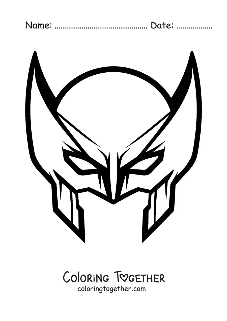 Coloring page of a Wolverine mask