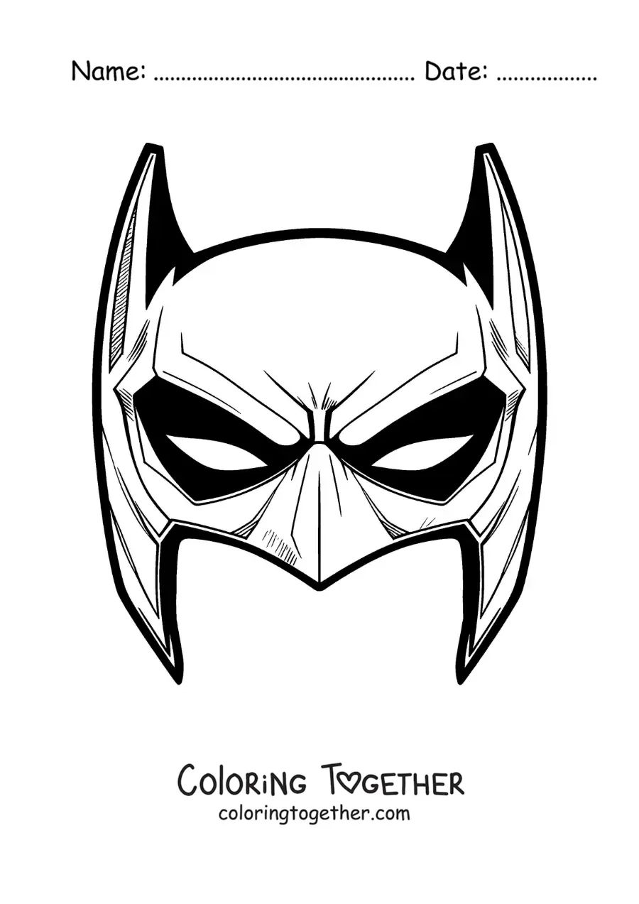 Coloring page of a Batman mask
