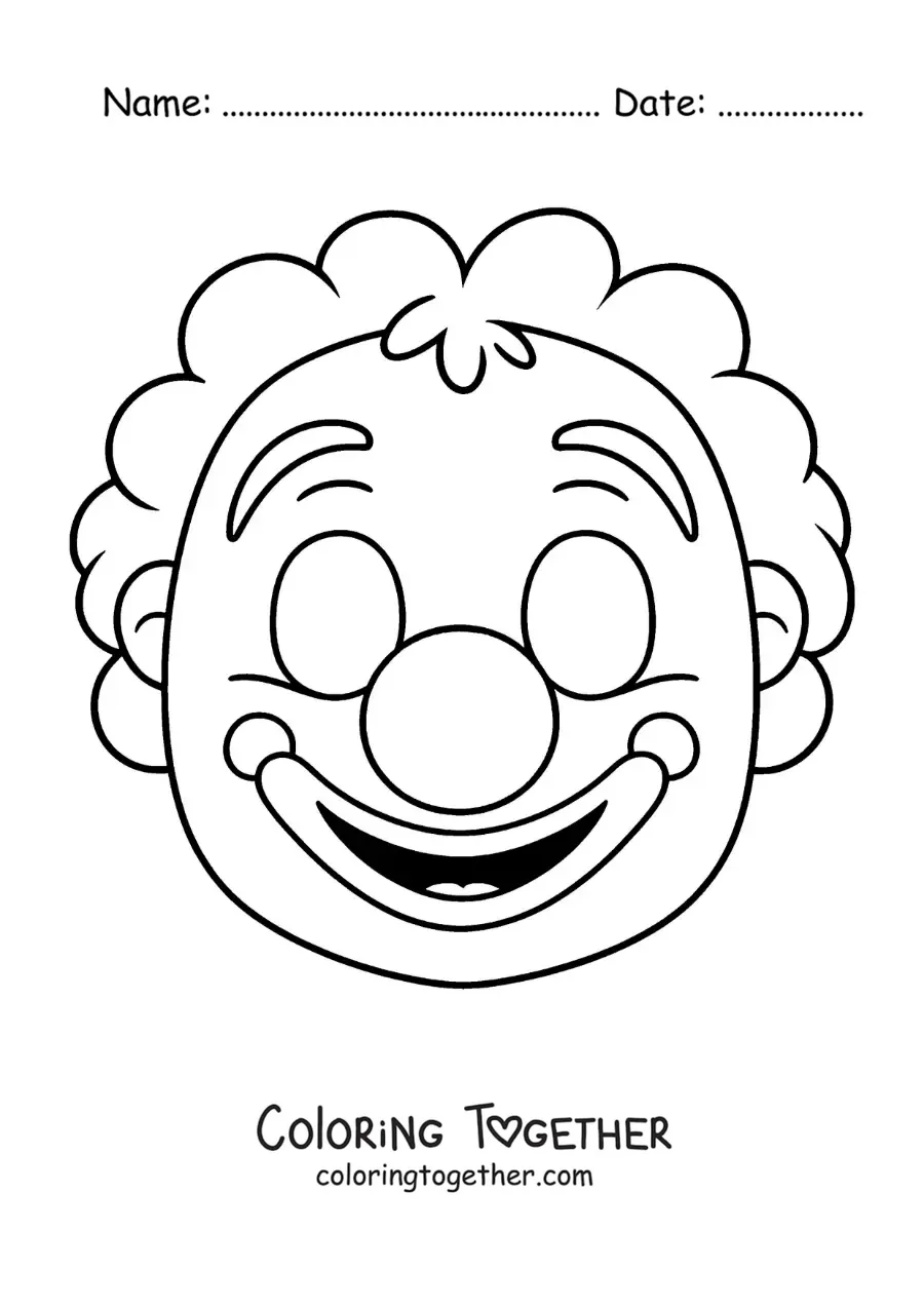 Coloring page of a clown mask