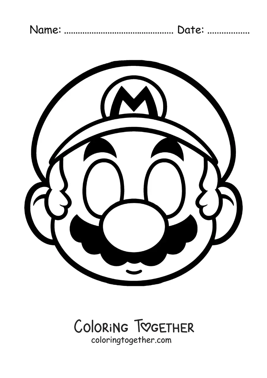 Coloring page of a Mario mask