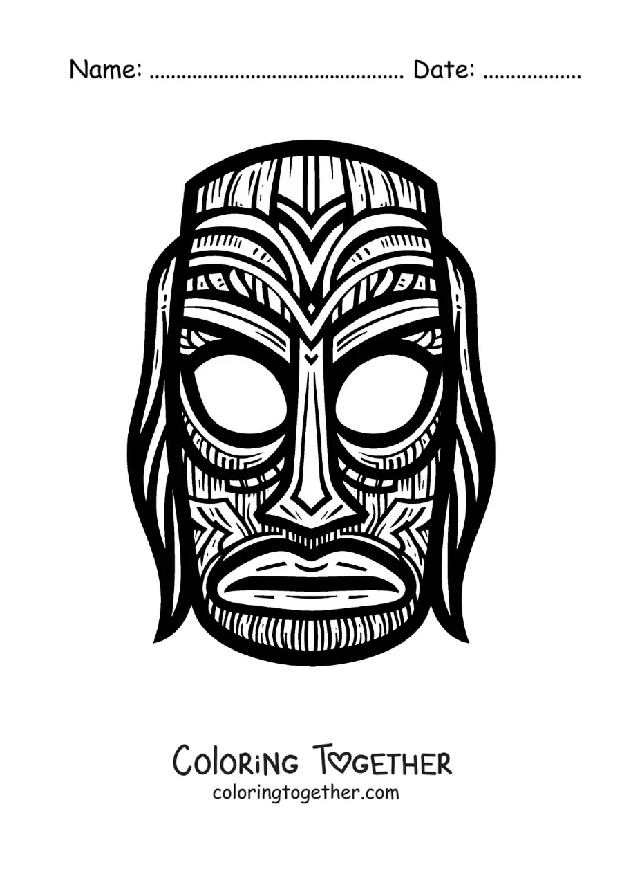 Coloring page of a tiki mask