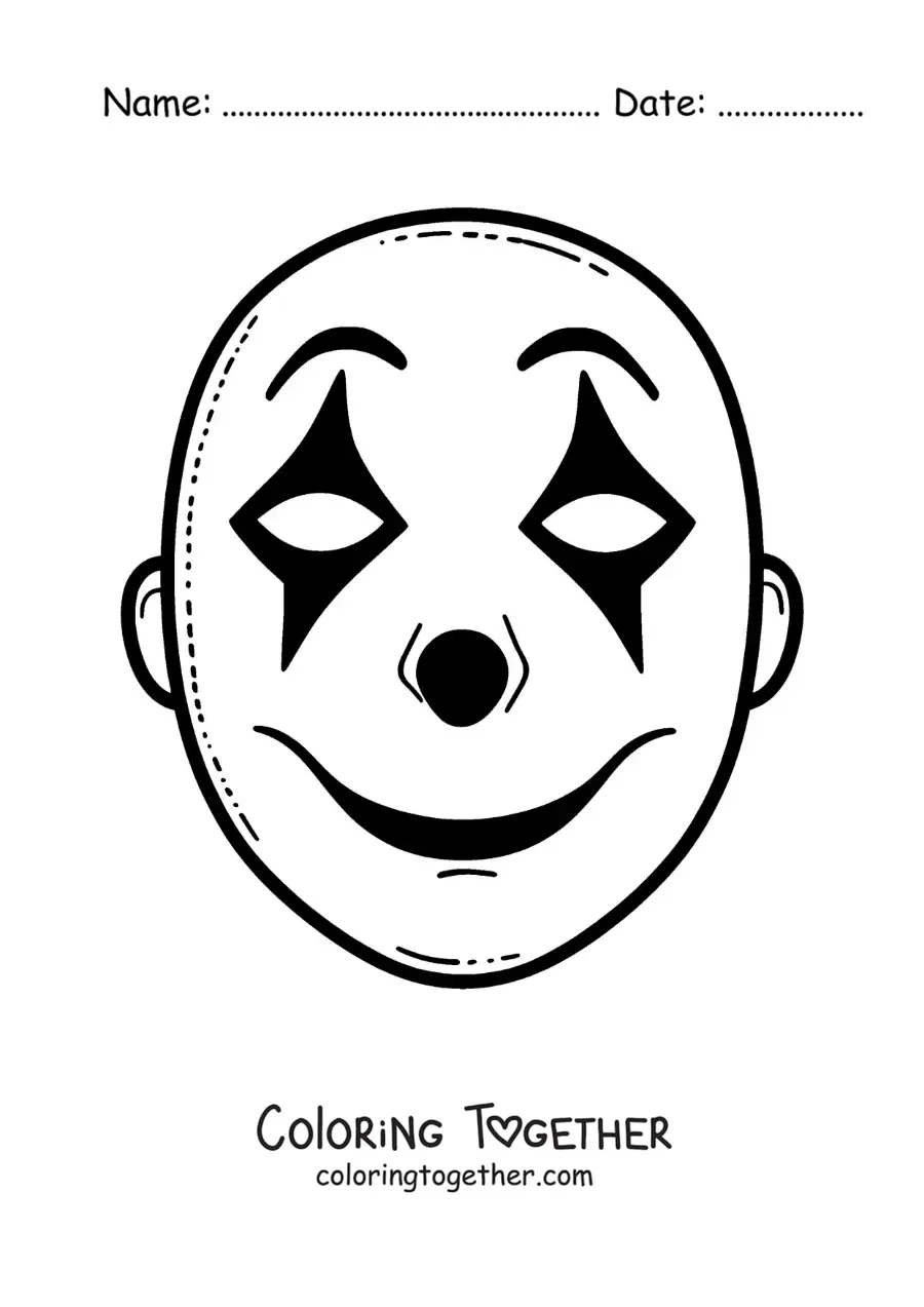 Coloring page of a mime mask