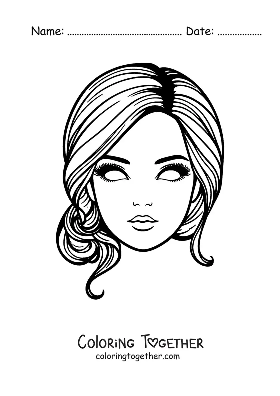 Coloring page of a Barbie mask