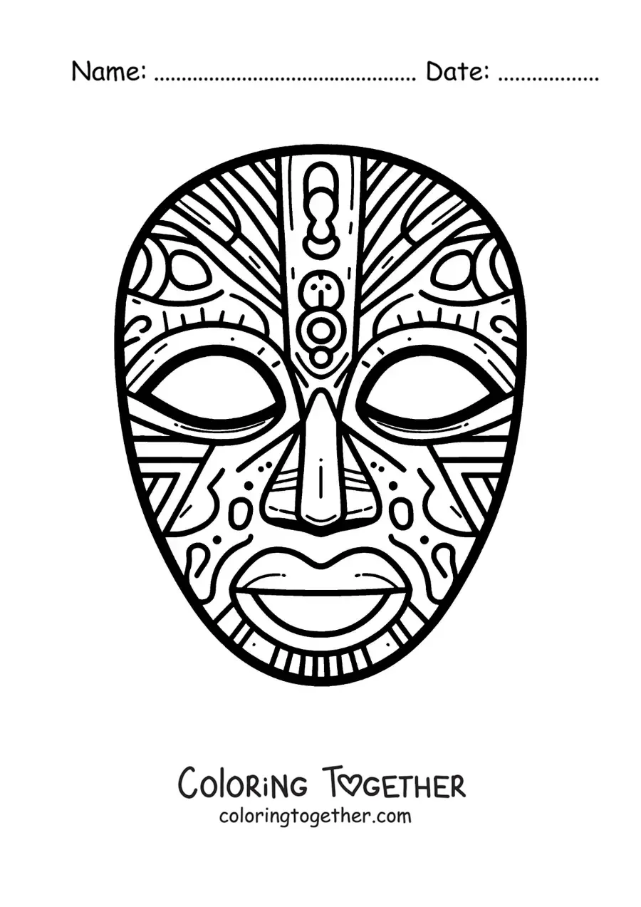 Coloring page of an African mask