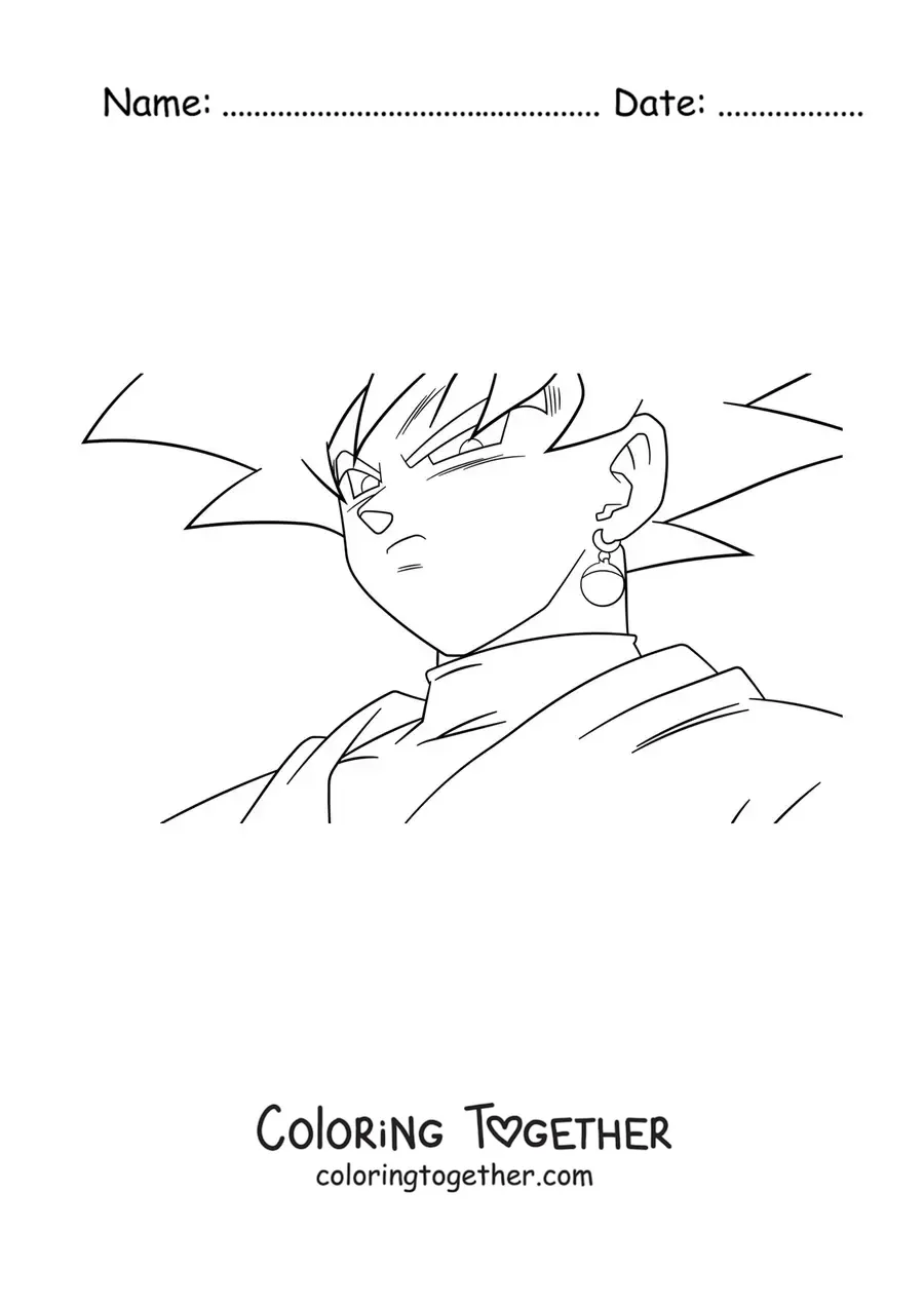 Coloring page of Goku Black's face