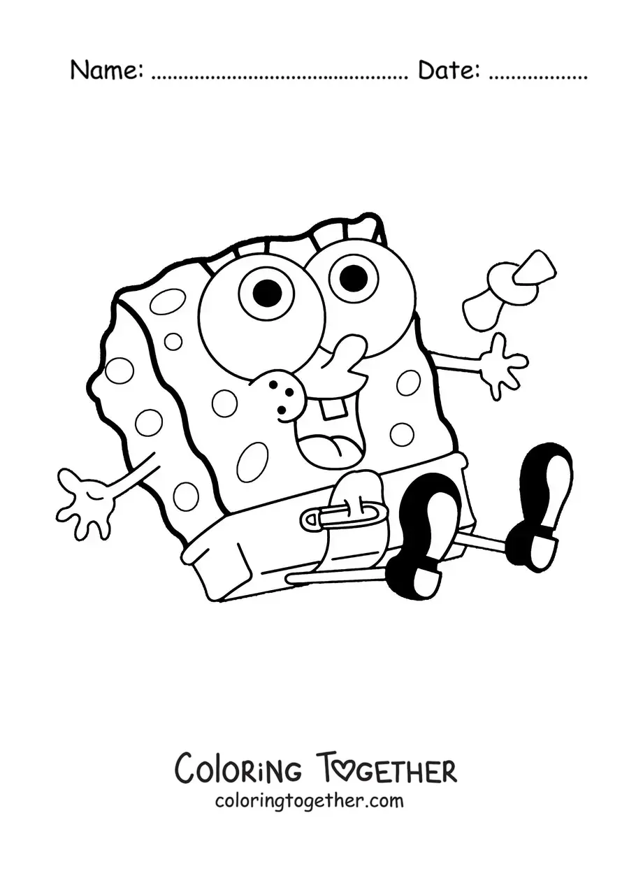 Coloring page of kawaii baby SpongeBob