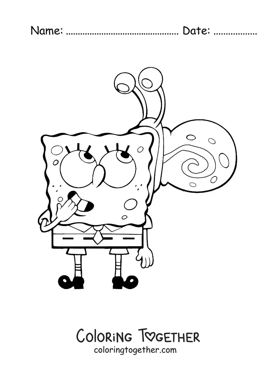 Coloring page of SpongeBob with Gary