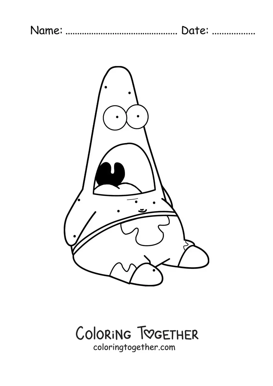 Coloring page of the surprised Patrick meme