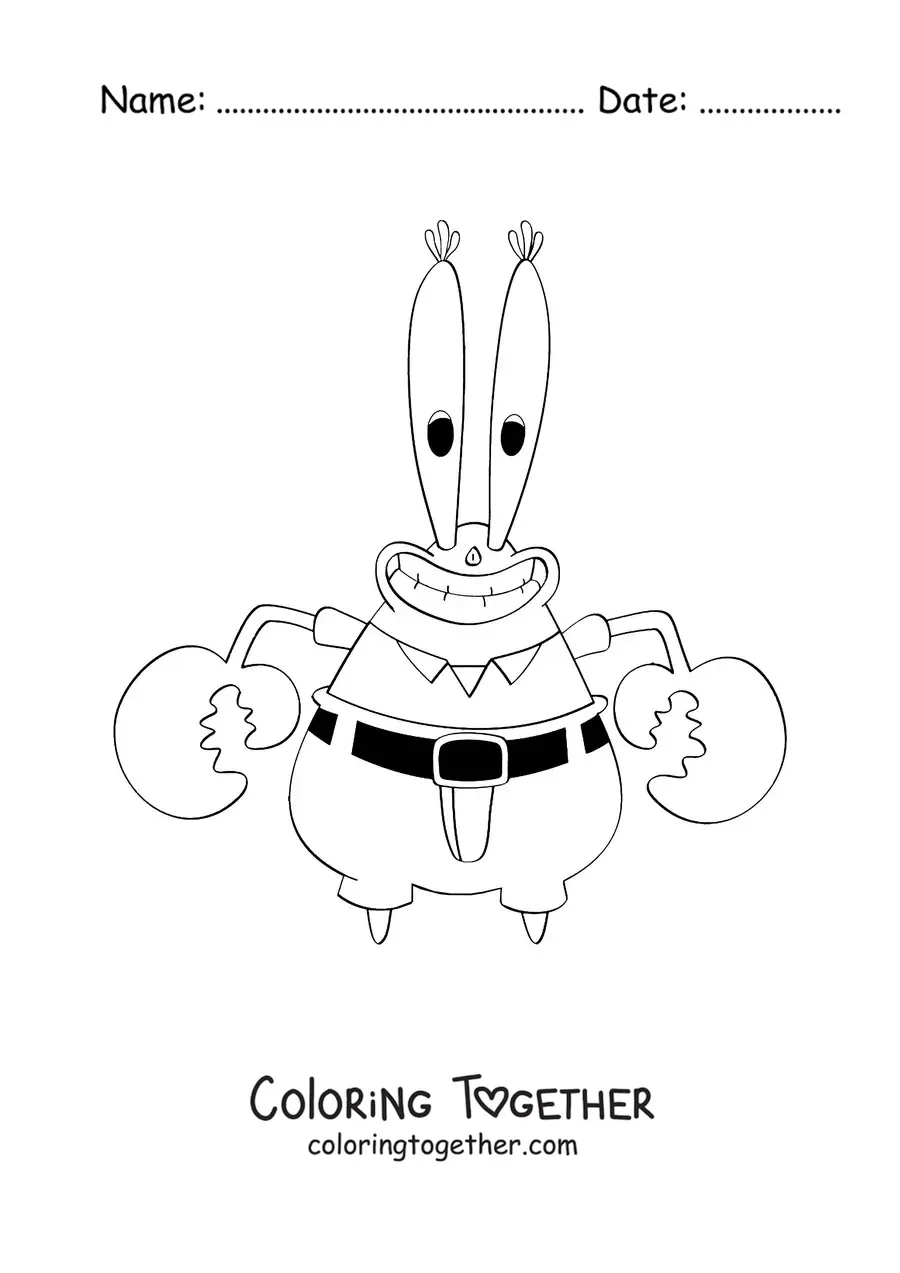 Coloring page of Mr. Krabs smiling