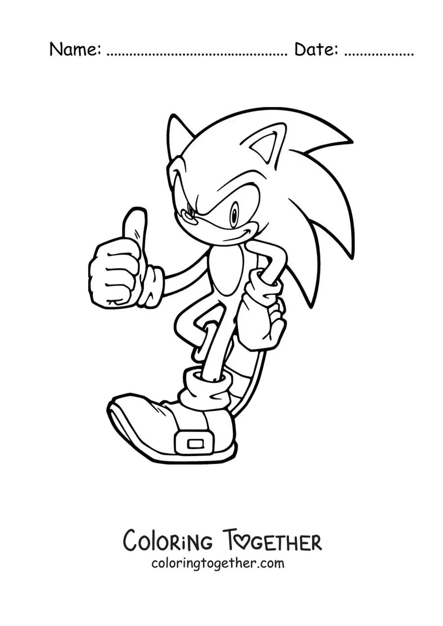 Coloring page of Sonic the Hedgehog