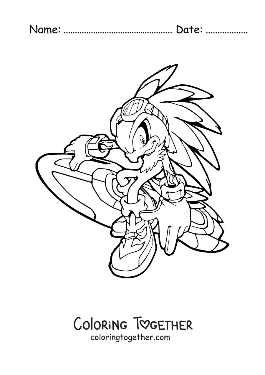 Coloring page of Jet from Sonic holding his board