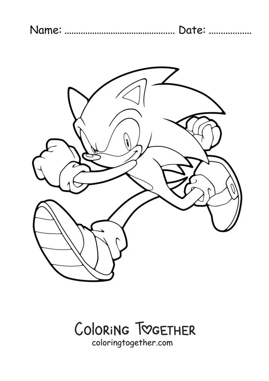 Coloring page of Sonic running