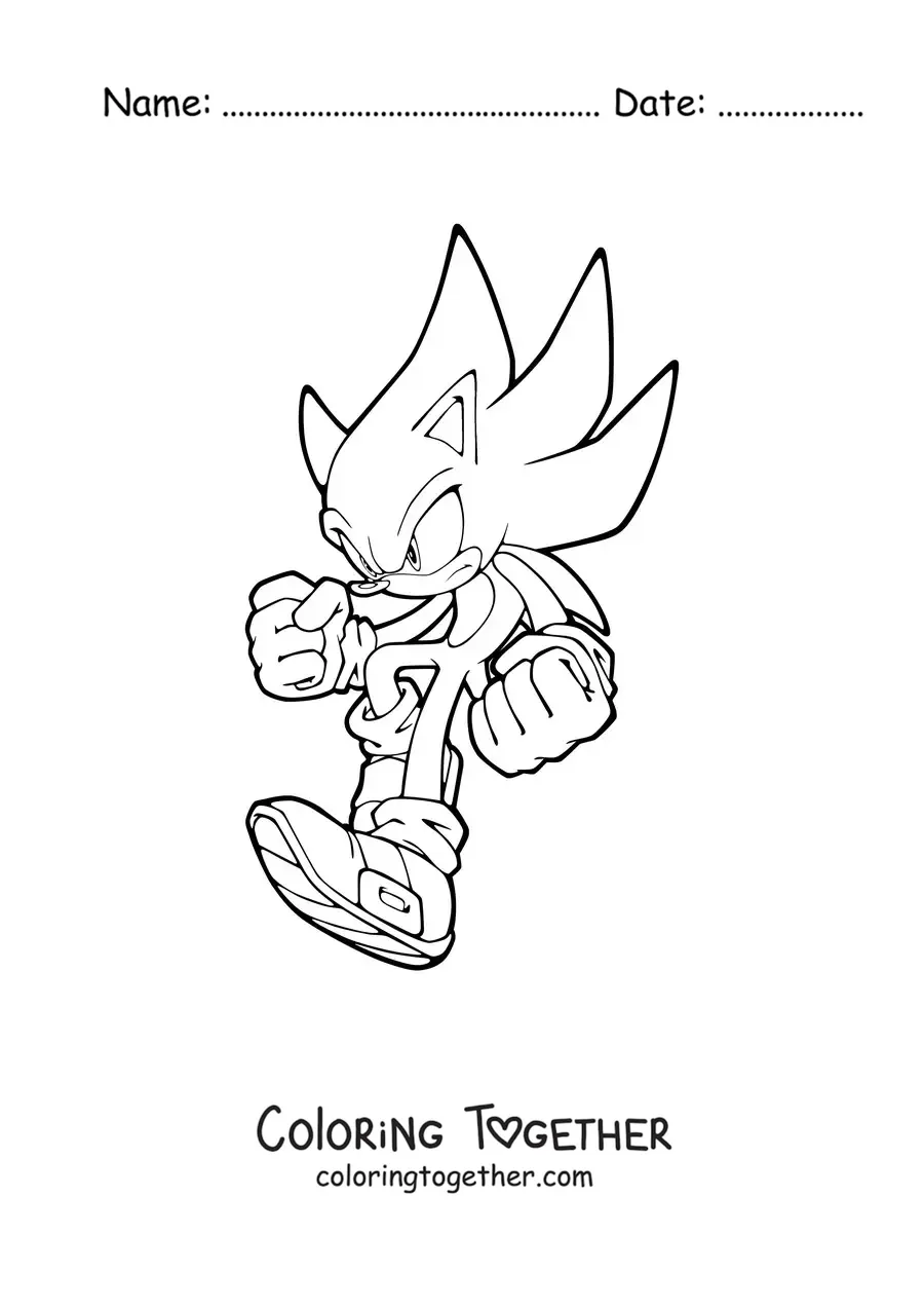 Coloring page of Sonic landing
