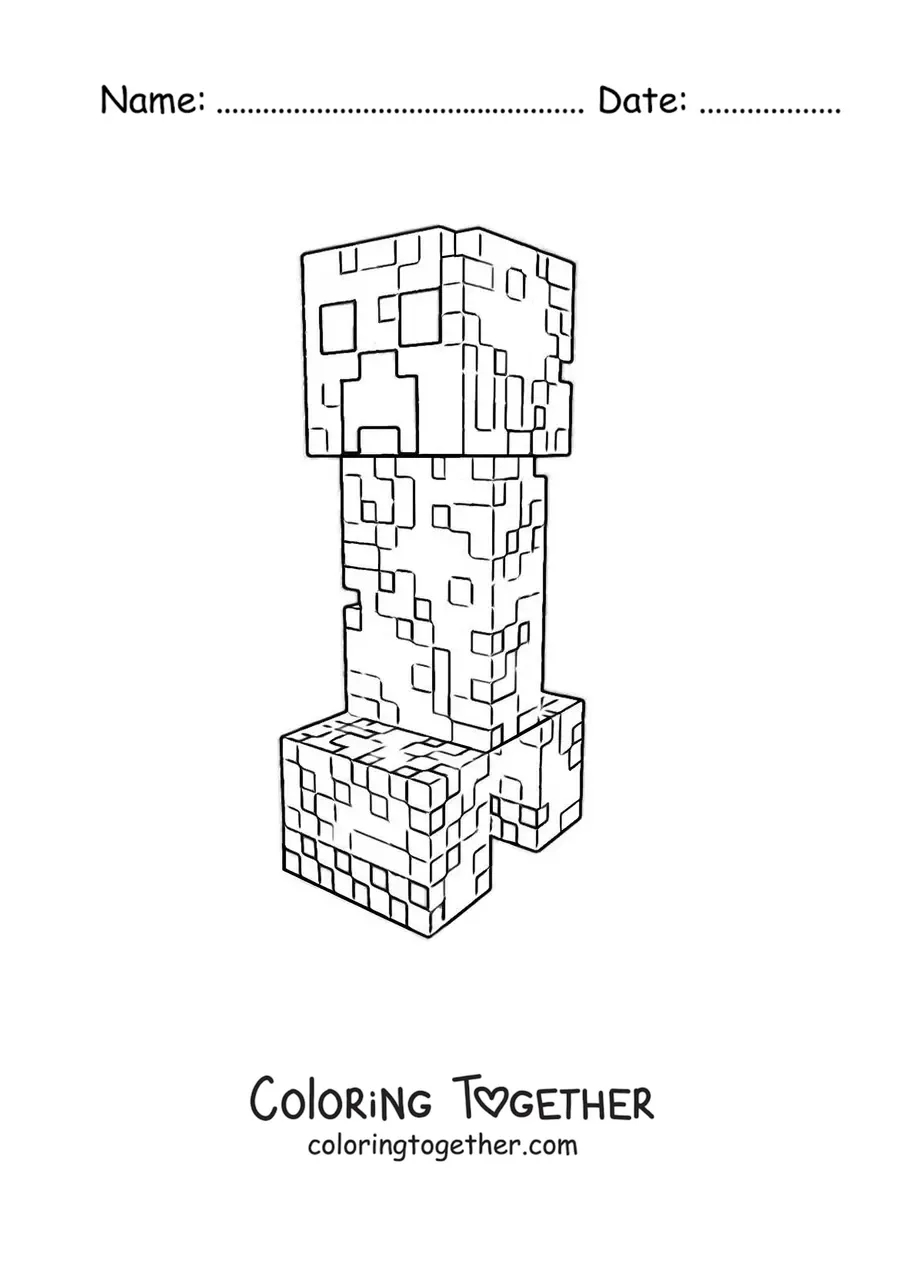 Coloring page of a Minecraft creeper
