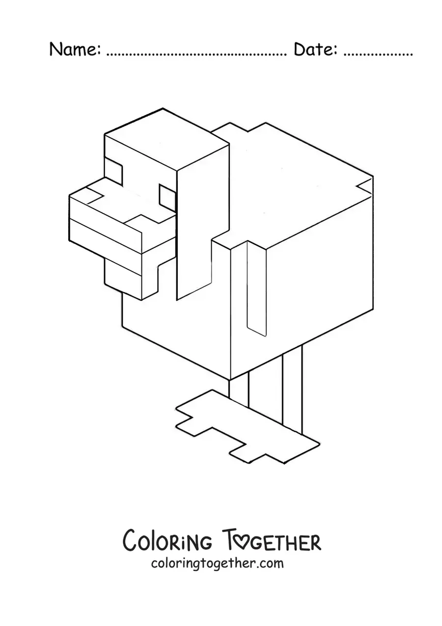 Coloring page of a Minecraft duck