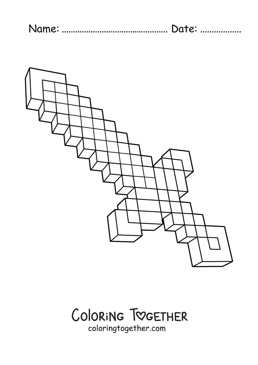 Coloring page of a Minecraft sword