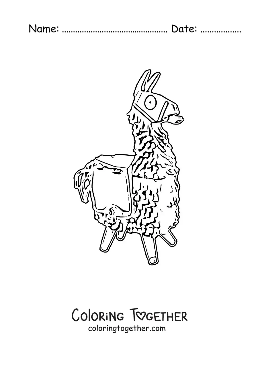 Coloring page of a Fortnite llama