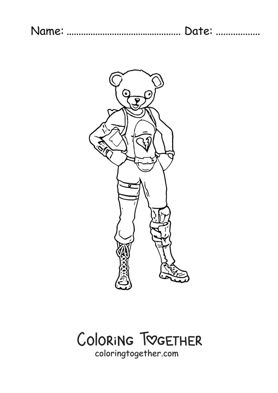 Coloring page of the Cuddle Team Leader from Fortnite