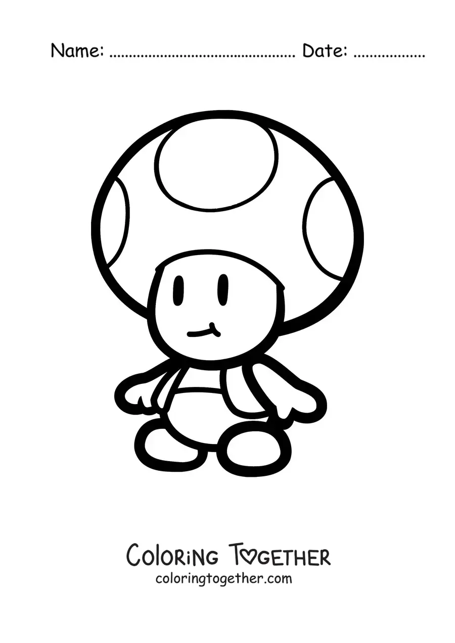 Coloring page of Paper Toad from Mario Bros