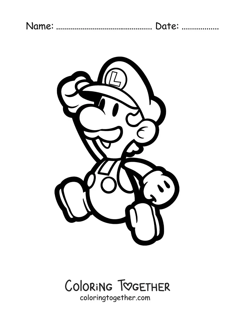 Coloring page of Paper Luigi from Mario Bros