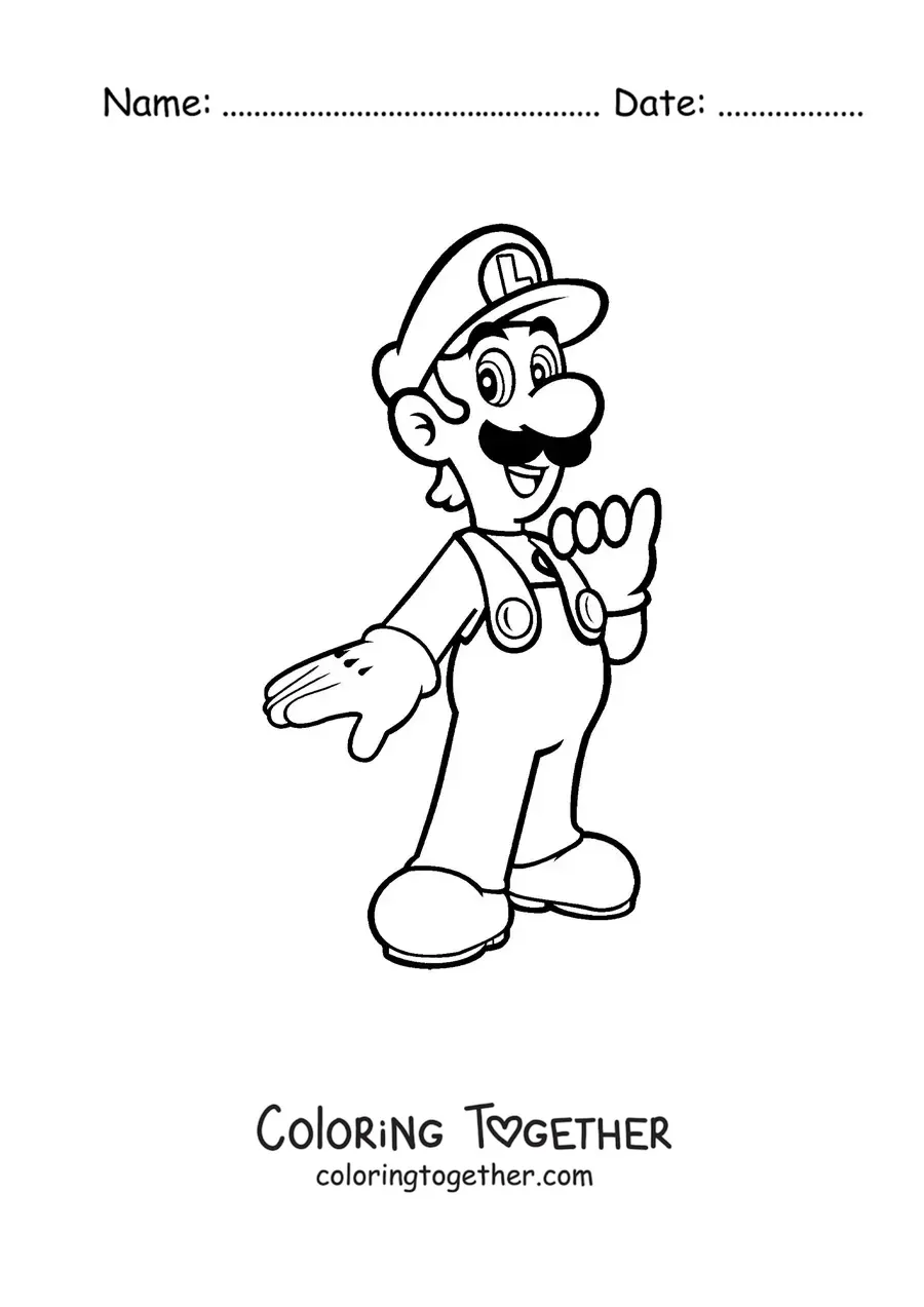 Coloring page of Luigi from Mario Bros