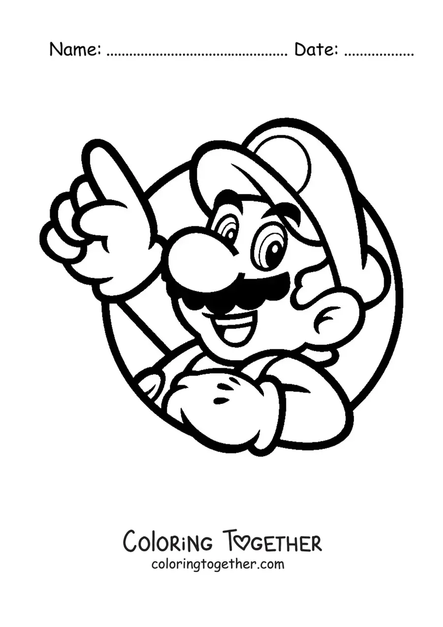 Coloring page of Mario's face