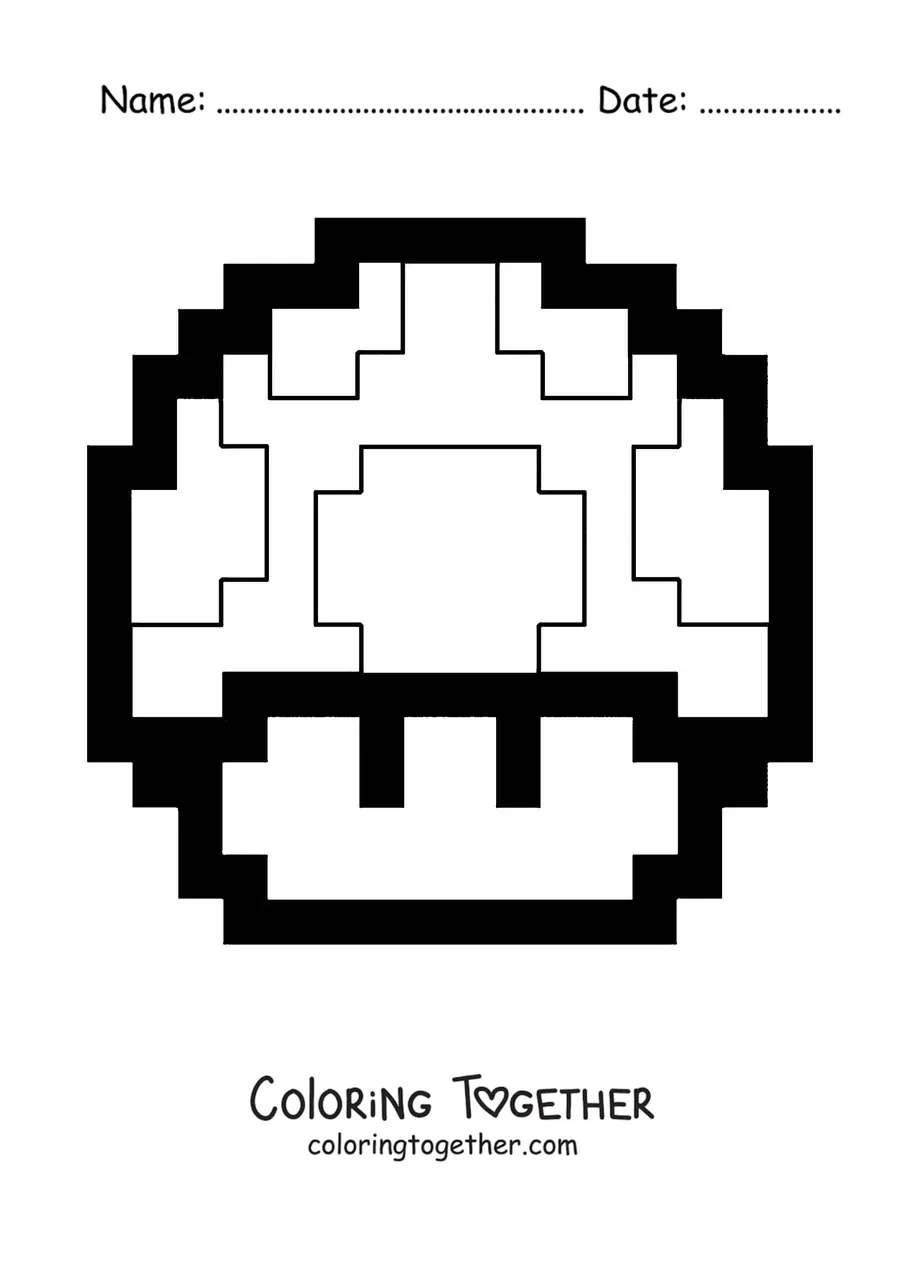 Coloring page of Toad from Mario Bros in 8 bits