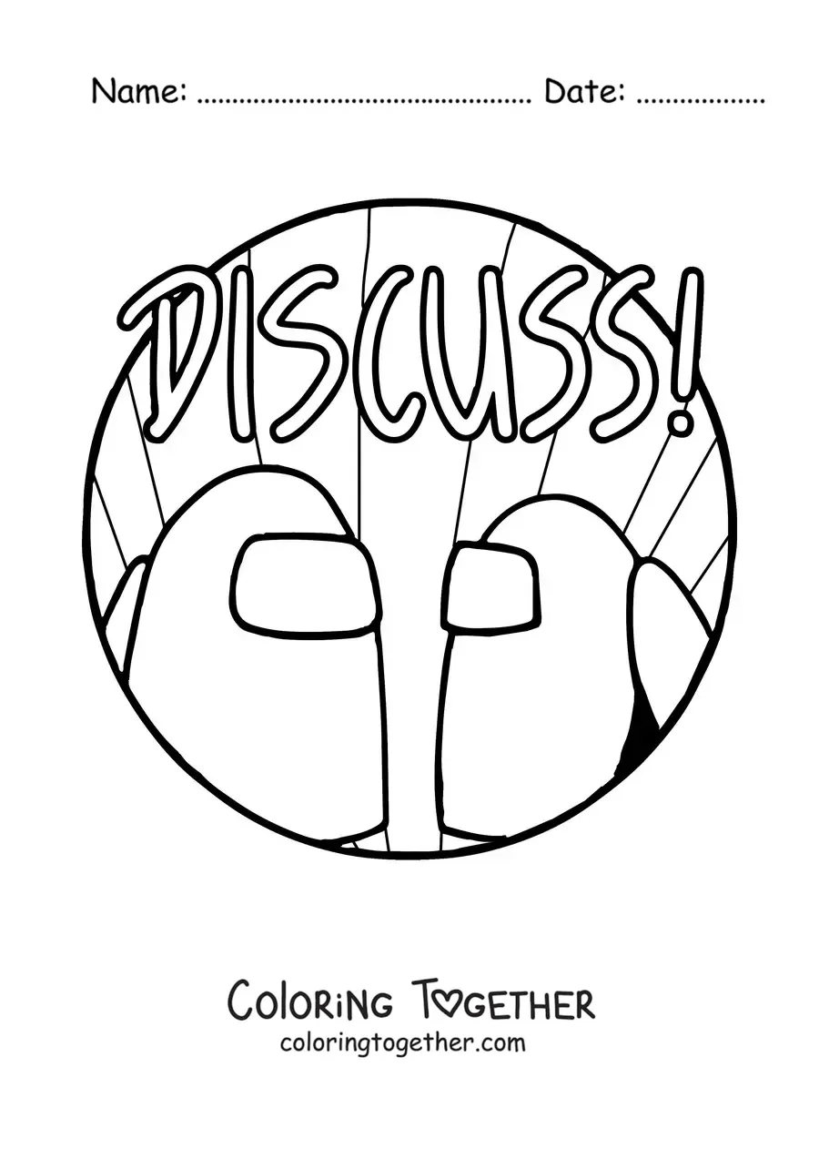 Coloring page of the discussion alert in Among Us