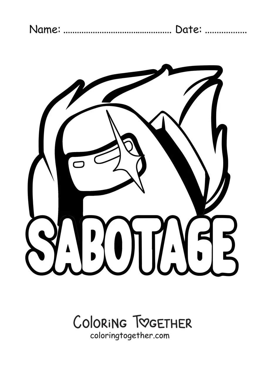 Coloring page of the Among Us sabotage alert