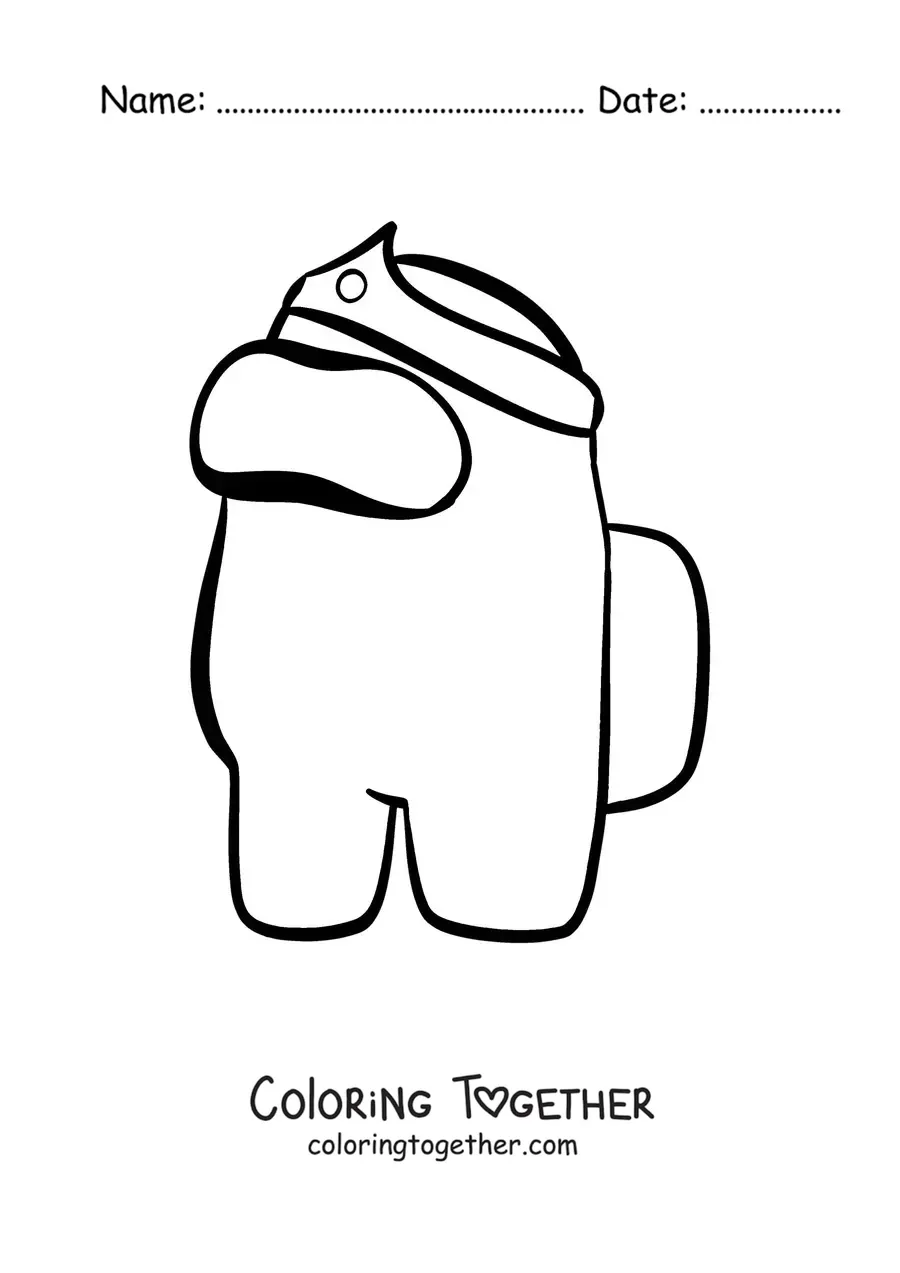 Coloring page of an Among Us crewmate with a crown