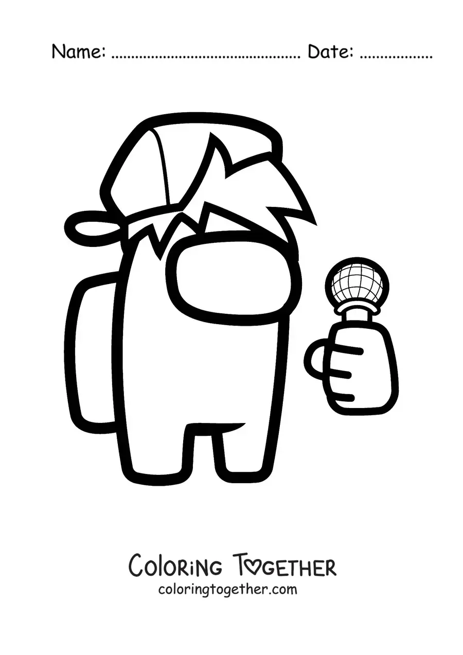 Coloring page of Boyfriend from FNF in Among Us