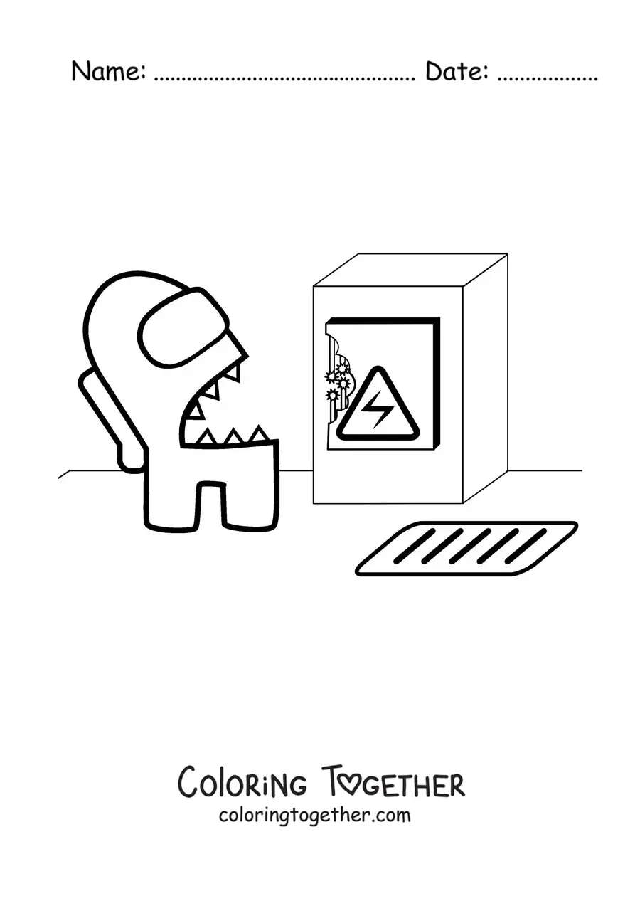 Coloring page of an Among Us sabotage