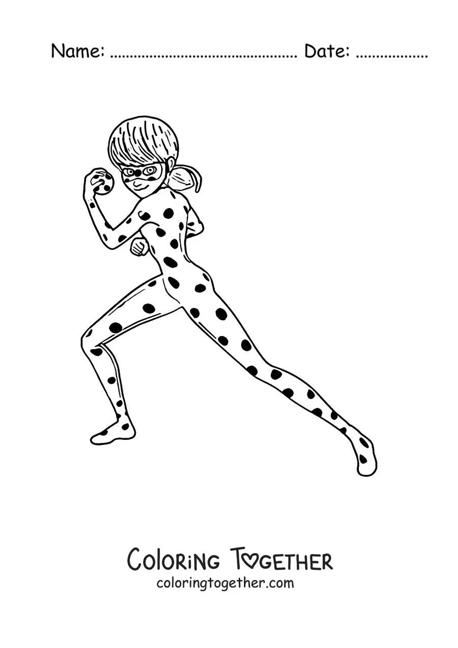 Coloring page of Ladybug with her yo-yo