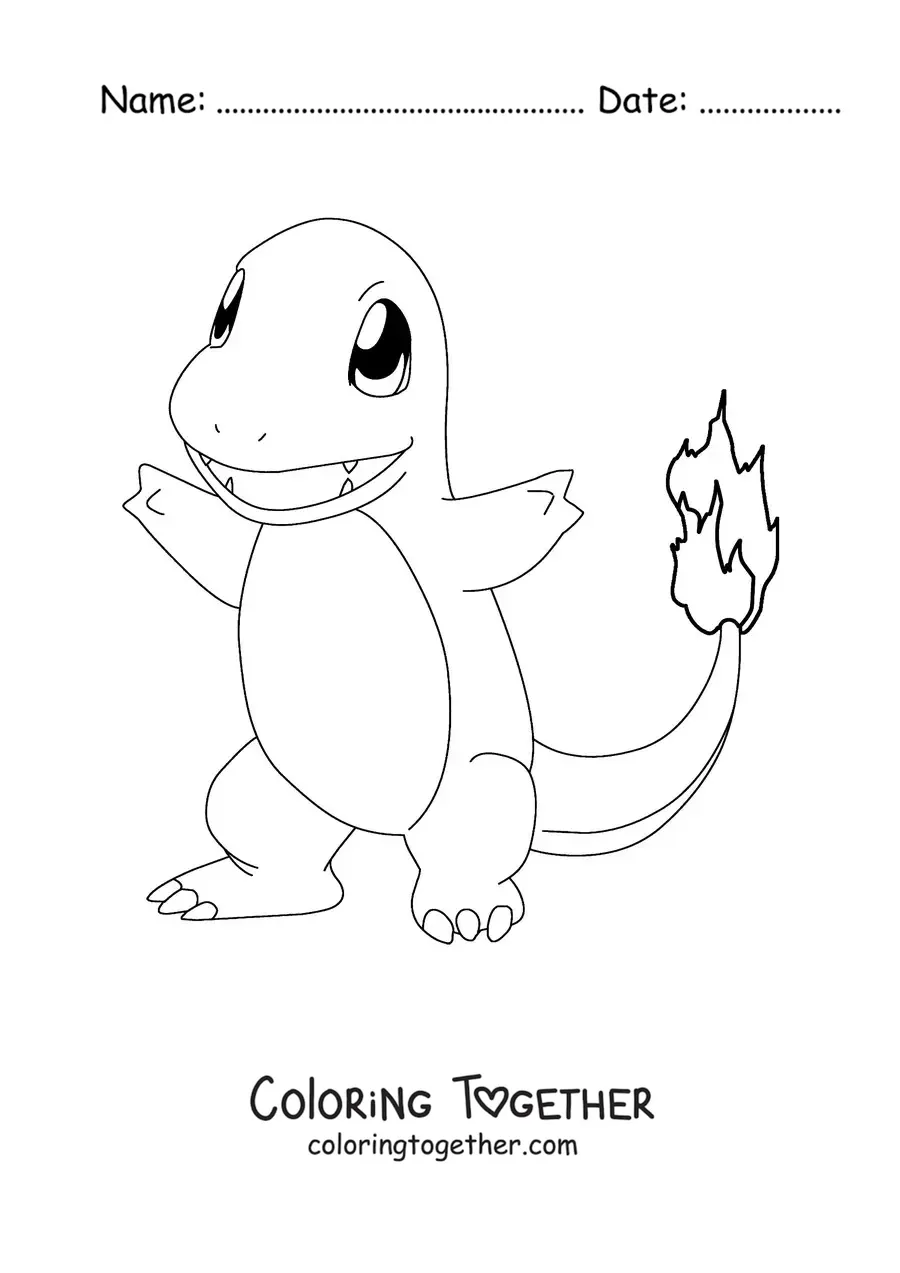 Coloring page of the Pokemon Charmander