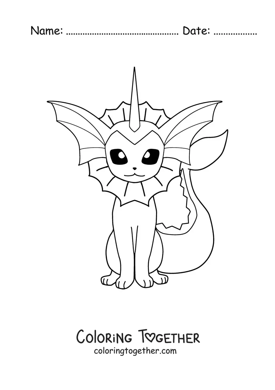 Coloring page of the Pokemon Vaporeon