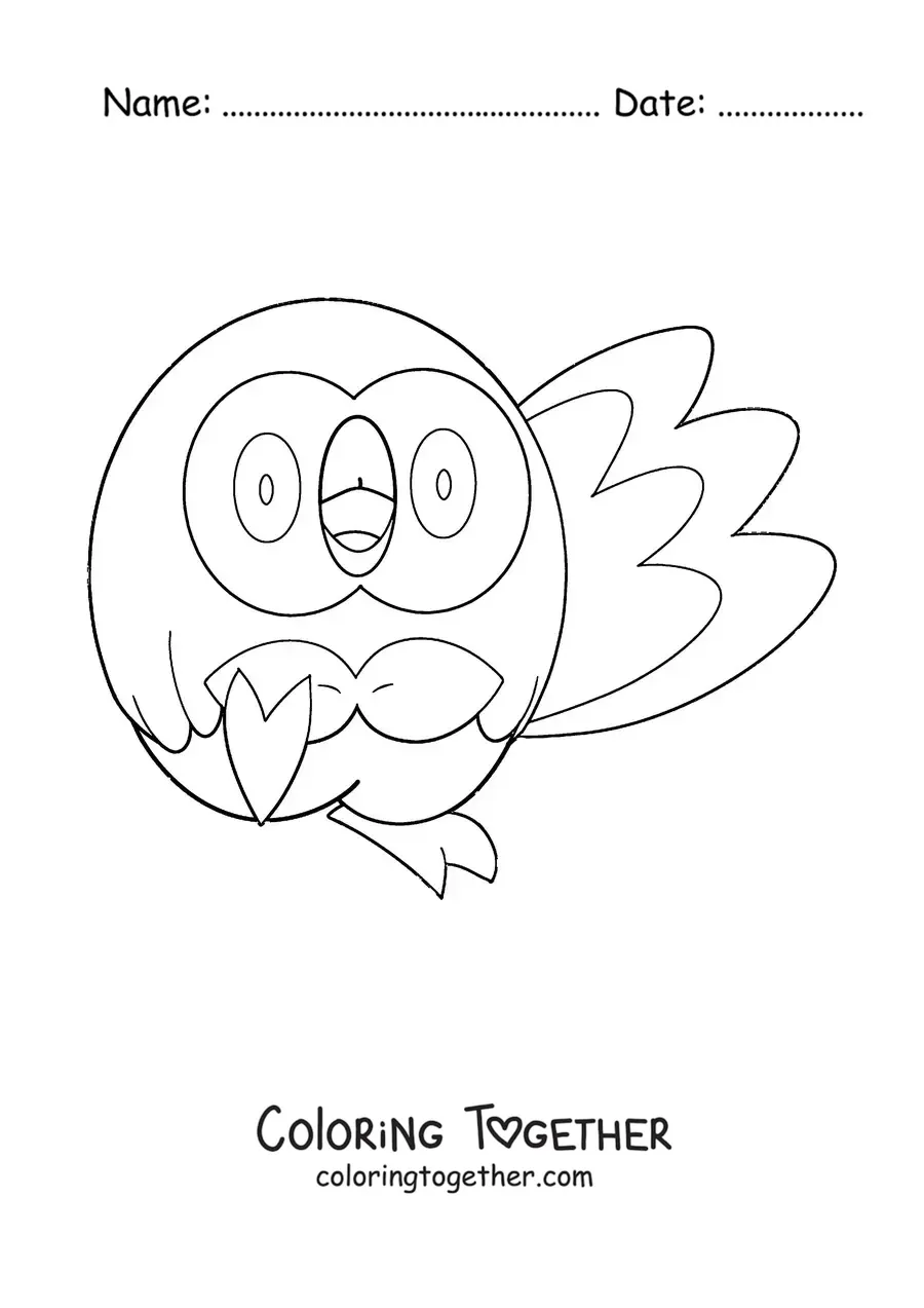 Coloring page of the Pokemon Rowlet